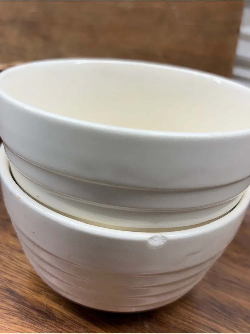 Stacked Cream Ceramic Bowls - Set of 2